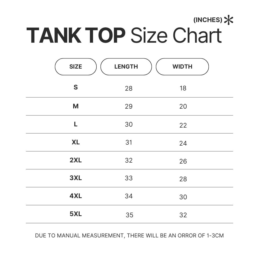 Tank Top Size Chart - Lookism Shop
