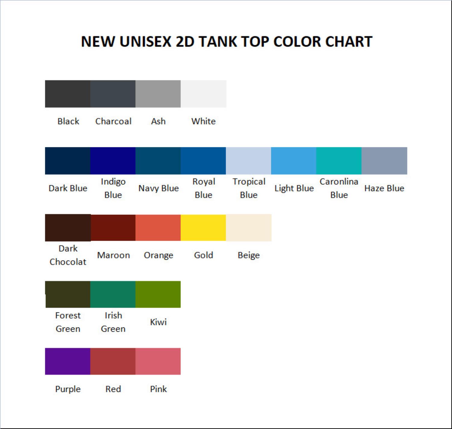 tank top color chart - Lookism Shop